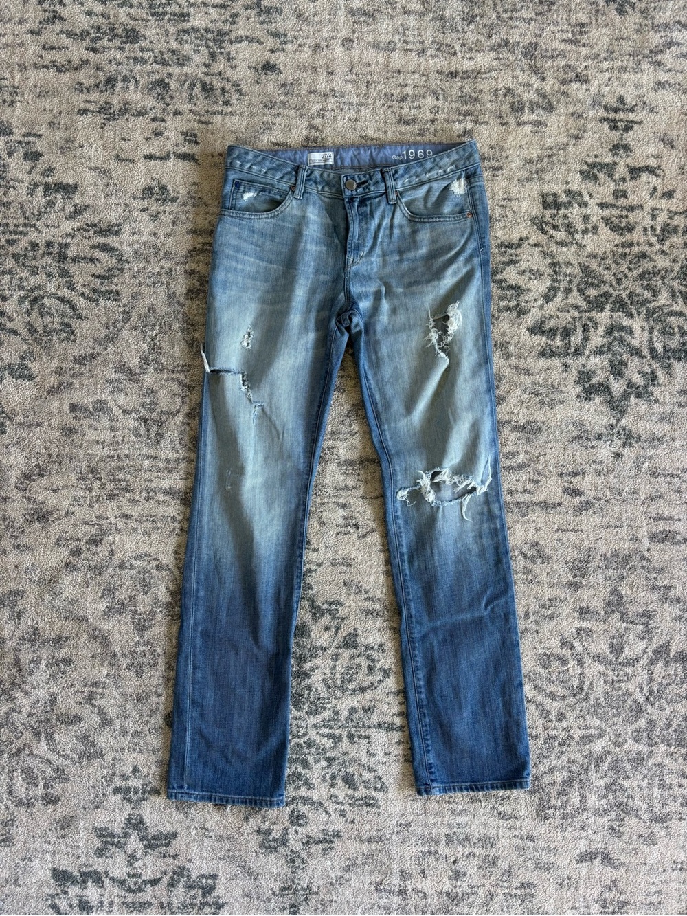 GAP 1969 Women’s Distressed Slim Straight Jeans - Blue